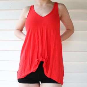 XS Orange Racerback Tank Top with Knotted Bottom
